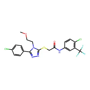 2-[[5-(4-chlorophenyl)-4-(2-methoxyethyl)-1,2,4-triazol-3-yl]sulfanyl]-N-[4-chloro-3-(trifluoromethyl)phenyl]acetamide structure