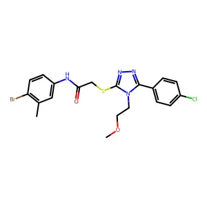 N-(4-bromo-3-methylphenyl)-2-[[5-(4-chlorophenyl)-4-(2-methoxyethyl)-1,2,4-triazol-3-yl]sulfanyl]acetamide structure