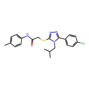 2-[[5-(4-chlorophenyl)-4-(2-methylpropyl)-1,2,4-triazol-3-yl]sulfanyl]-N-(4-methylphenyl)acetamide structure