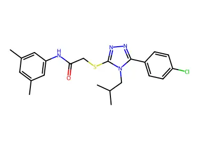 2-[[5-(4-chlorophenyl)-4-(2-methylpropyl)-1,2,4-triazol-3-yl]sulfanyl]-N-(3,5-dimethylphenyl)acetamide structure