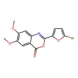 2-(5-bromo-2-furyl)-6,7-dimethoxy-4H-3,1-benzoxazin-4-one structure