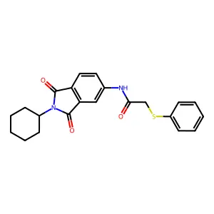 N-(2-cyclohexyl-1,3-dioxoisoindol-5-yl)-2-phenylsulfanylacetamide structure
