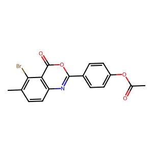 4-(5-bromo-6-methyl-4-oxo-4H-3,1-benzoxazin-2-yl)phenyl acetate structure