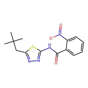 N-[5-(2,2-dimethylpropyl)-1,3,4-thiadiazol-2-yl]-2-nitrobenzamide structure