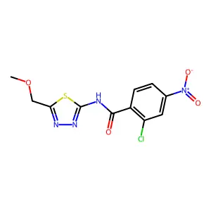 2-chloro-N-[5-(methoxymethyl)-1,3,4-thiadiazol-2-yl]-4-nitrobenzamide structure