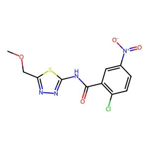 2-chloro-N-[5-(methoxymethyl)-1,3,4-thiadiazol-2-yl]-5-nitrobenzamide structure