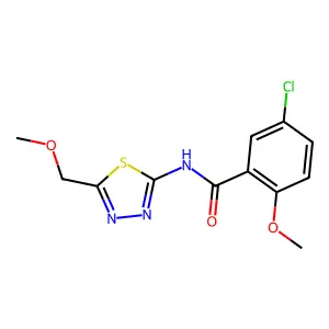 5-chloro-2-methoxy-N-[5-(methoxymethyl)-1,3,4-thiadiazol-2-yl]benzamide structure
