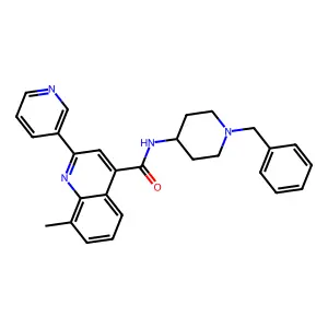 N-(1-benzylpiperidin-4-yl)-8-methyl-2-pyridin-3-ylquinoline-4-carboxamide structure