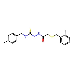 1-[(4-methylphenyl)methyl]-3-[[2-[(2-methylphenyl)methylsulfanyl]acetyl]amino]thiourea structure