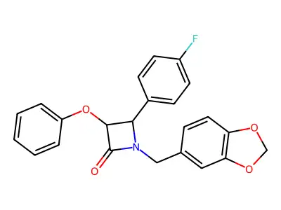 1-(1,3-Benzodioxol-5-ylmethyl)-4-(4-fluorophenyl)-3-phenoxyazetidin-2-one structure
