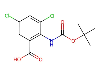 2-((tert-Butoxycarbonyl)amino)-3,5-dichlorobenzoic acid structure