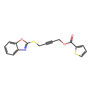 4-(Benzo[d]oxazol-2-ylthio)but-2-yn-1-yl thiophene-2-carboxylate structure