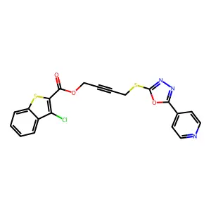 4-((5-(pyridin-4-yl)-1,3,4-oxadiazol-2-yl)thio)but-2-yn-1-yl 3-chlorobenzo[b]thiophene-2-carboxylate structure