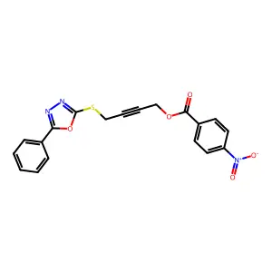4-[(5-Phenyl-1,3,4-oxadiazol-2-yl)sulfanyl]but-2-ynyl 4-nitrobenzoate structure