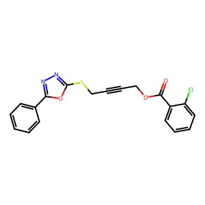 4-[(5-Phenyl-1,3,4-oxadiazol-2-yl)sulfanyl]but-2-ynyl 2-chlorobenzoate structure