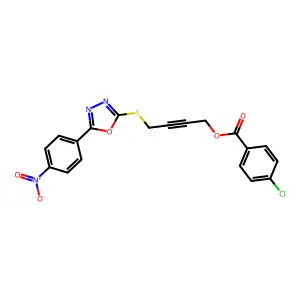 4-[[5-(4-Nitrophenyl)-1,3,4-oxadiazol-2-yl]sulfanyl]but-2-ynyl 4-chlorobenzoate structure