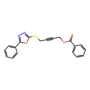 4-[(5-Phenyl-1,3,4-oxadiazol-2-yl)sulfanyl]-2-butynyl benzoate structure