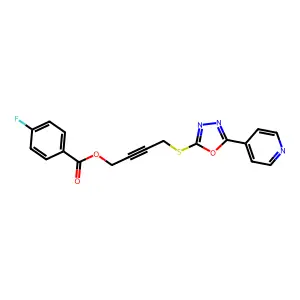 4-((5-(Pyridin-4-yl)-1,3,4-oxadiazol-2-yl)thio)but-2-yn-1-yl 4-fluorobenzoate structure