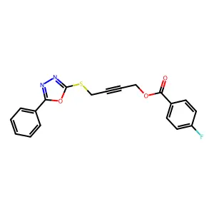 4-Fluorobenzoic acid 4-[(5-phenyl-1,3,4-oxadiazol-2-yl)thio]but-2-ynyl ester structure