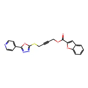 4-{[5-(pyridin-4-yl)-1,3,4-oxadiazol-2-yl]sulfanyl}but-2-yn-1-yl 1-benzofuran-2-carboxylate structure