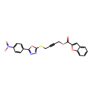 4-{[5-(4-nitrophenyl)-1,3,4-oxadiazol-2-yl]sulfanyl}but-2-yn-1-yl 1-benzofuran-2-carboxylate structure
