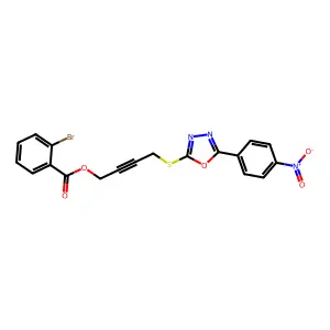 4-[[5-(4-Nitrophenyl)-1,3,4-oxadiazol-2-yl]sulfanyl]but-2-ynyl 2-bromobenzoate structure