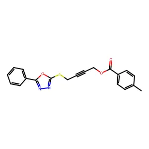 4-[(5-Phenyl-1,3,4-oxadiazol-2-yl)sulfanyl]but-2-yn-1-yl 4-methylbenzoate structure