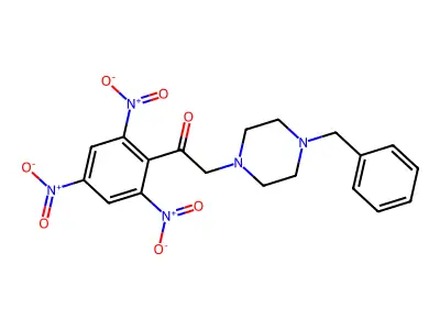 2-[4-(Phenylmethyl)-1-piperazinyl]-1-(2,4,6-trinitrophenyl)ethanone structure