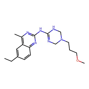 6-ethyl-N-[5-(3-methoxypropyl)-1,4,5,6-tetrahydro-1,3,5-triazin-2-yl]-4-methylquinazolin-2-amine structure