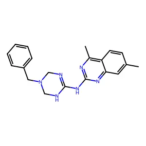 N-(3-benzyl-2,4-dihydro-1H-1,3,5-triazin-6-yl)-4,7-dimethylquinazolin-2-amine structure