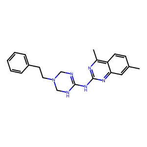 4,7-dimethyl-N-[5-(2-phenylethyl)-1,4,5,6-tetrahydro-1,3,5-triazin-2-yl]quinazolin-2-amine structure
