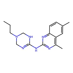 4,6-dimethyl-N-(5-propyl-1,4,5,6-tetrahydro-1,3,5-triazin-2-yl)quinazolin-2-amine structure