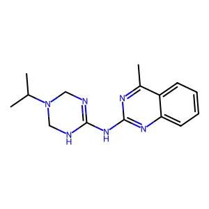 N-(5-isopropyl-1,4,5,6-tetrahydro-1,3,5-triazin-2-yl)-N-(4-methyl-2-quinazolinyl)amine structure