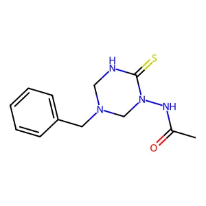 N-(5-benzyl-2-thioxo-1,3,5-triazinan-1-yl)acetamide structure