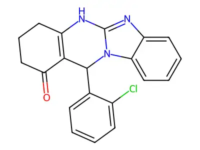 12-(2-chlorophenyl)-3,4,5,12-tetrahydrobenzimidazo[2,1-b]quinazolin-1(2H)-one structure