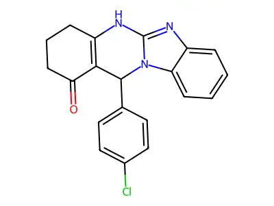 12-(4-chlorophenyl)-3,4,5,12-tetrahydrobenzimidazo[2,1-b]quinazolin-1(2H)-one structure