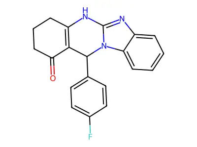 12-(4-fluorophenyl)-3,4,5,12-tetrahydrobenzimidazo[2,1-b]quinazolin-1(2H)-one structure