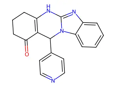 12-(pyridin-4-yl)-3,4,5,12-tetrahydrobenzimidazo[2,1-b]quinazolin-1(2H)-one structure