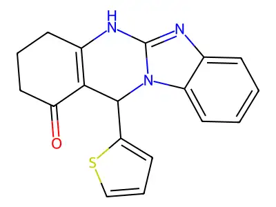 12-(thiophen-2-yl)-3,4,5,12-tetrahydrobenzimidazo[2,1-b]quinazolin-1(2H)-one structure