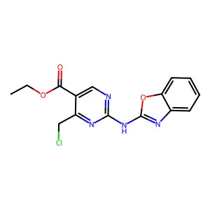 Ethyl 2-(1,3-benzoxazol-2-ylamino)-4-(chloromethyl)pyrimidine-5-carboxylate structure