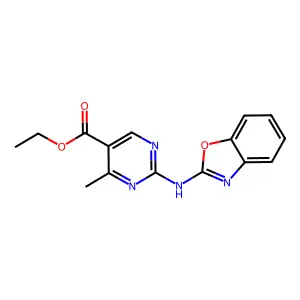 Ethyl 2-(1,3-benzoxazol-2-ylamino)-4-methylpyrimidine-5-carboxylate structure
