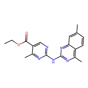 Ethyl 2-[(4,7-dimethylquinazolin-2-yl)amino]-4-methylpyrimidine-5-carboxylate structure
