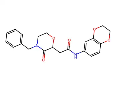 2-(4-benzyl-3-oxomorpholin-2-yl)-N-(2,3-dihydro-1,4-benzodioxin-6-yl)acetamide structure