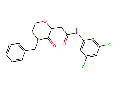2-(4-benzyl-3-oxomorpholin-2-yl)-N-(3,5-dichlorophenyl)acetamide structure