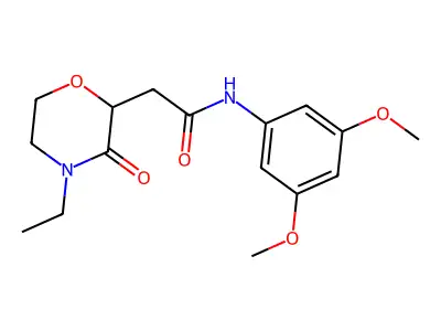 N-(3,5-dimethoxyphenyl)-2-(4-ethyl-3-oxomorpholin-2-yl)acetamide structure