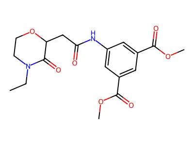 Dimethyl 5-{[(4-ethyl-3-oxomorpholin-2-yl)acetyl]amino}isophthalate structure