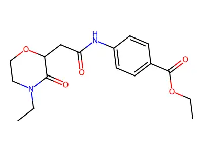 4-[[2-(4-Ethyl-3-oxo-2-morpholinyl)-1-oxoethyl]amino]benzoic acid ethyl ester structure