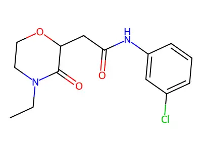 N-(3-chlorophenyl)-2-(4-ethyl-3-oxomorpholin-2-yl)acetamide structure