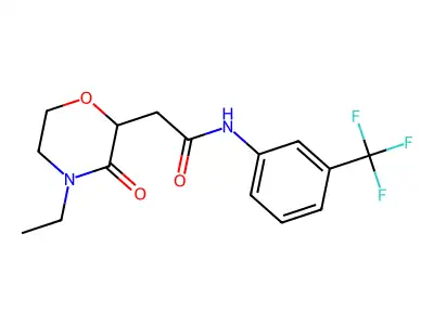2-(4-ethyl-3-oxomorpholin-2-yl)-N-[3-(trifluoromethyl)phenyl]acetamide structure