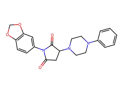 1-(1,3-Benzodioxol-5-yl)-3-(4-phenylpiperazin-1-yl)pyrrolidine-2,5-dione structure